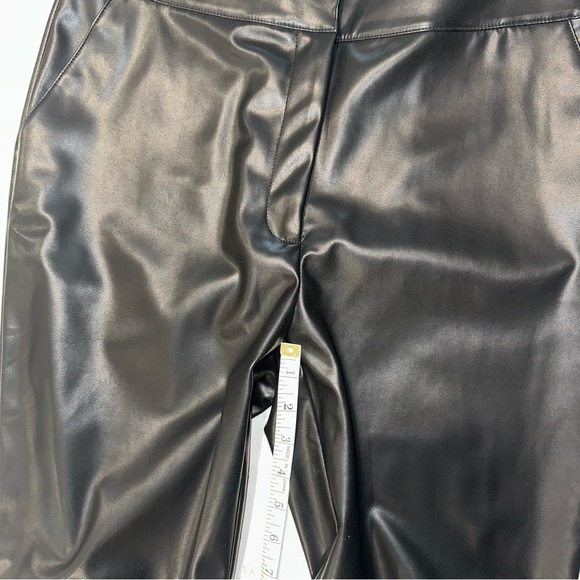 Calvin Klein Women's Black Faux Leather Button-Waist Straight Leg Pants NWOT - Picture 8 of 9